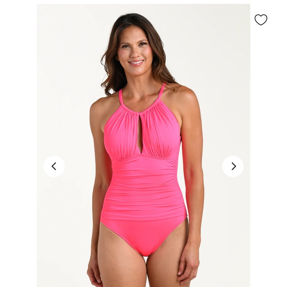 La Blanca High Neck One Piece Swimsuit in Bright Pink